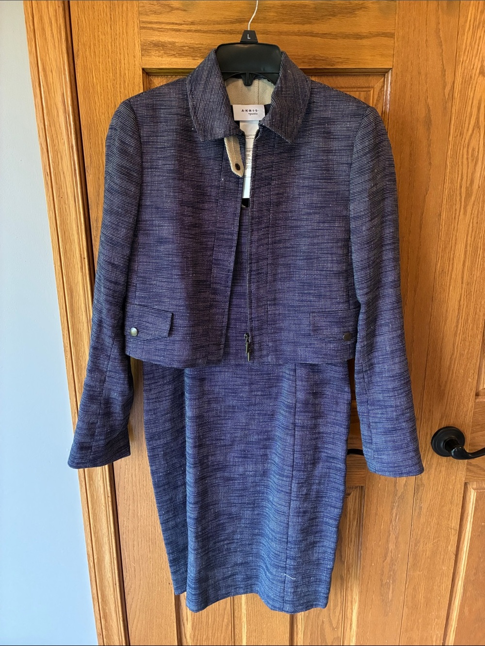Akris Punto Navy-Blue Textured Two-Piece Dress and Jacket
